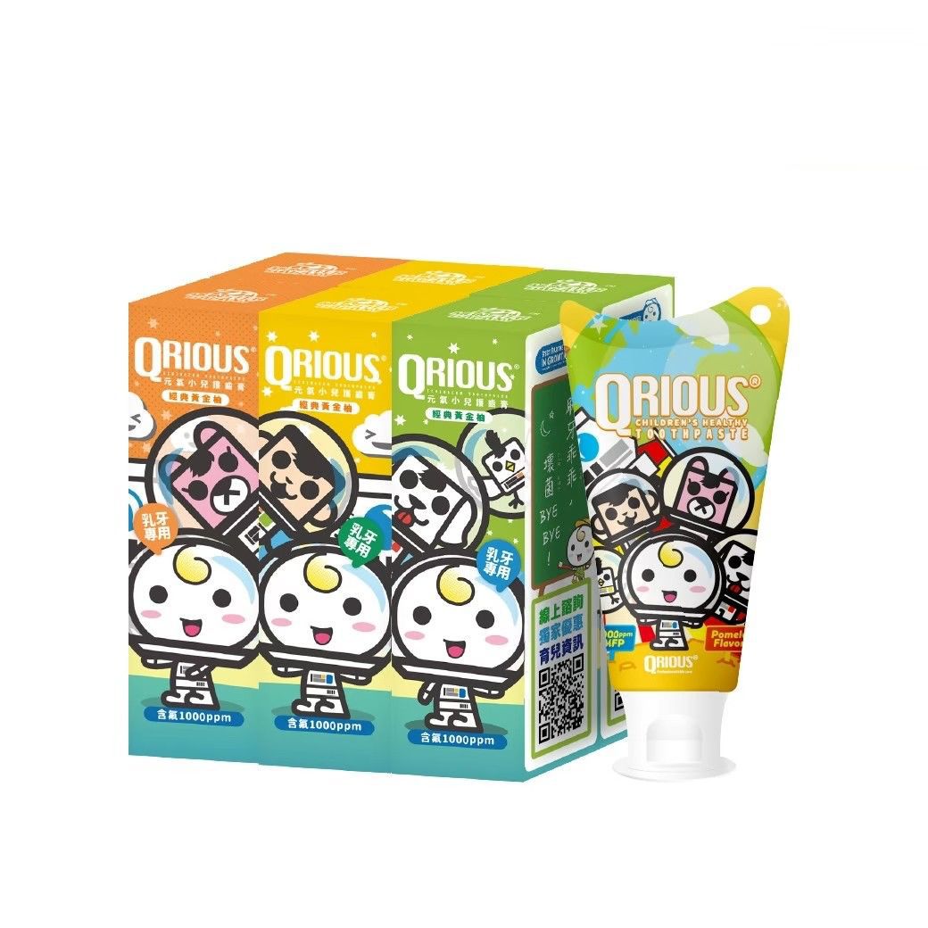 QRIOUS®奇瑞斯 - 雙效紫錐菊護齒膏(2入)-草莓*1+黃金柚*1-(外包裝款式隨機出貨) (含氟量1000ppm)-60g