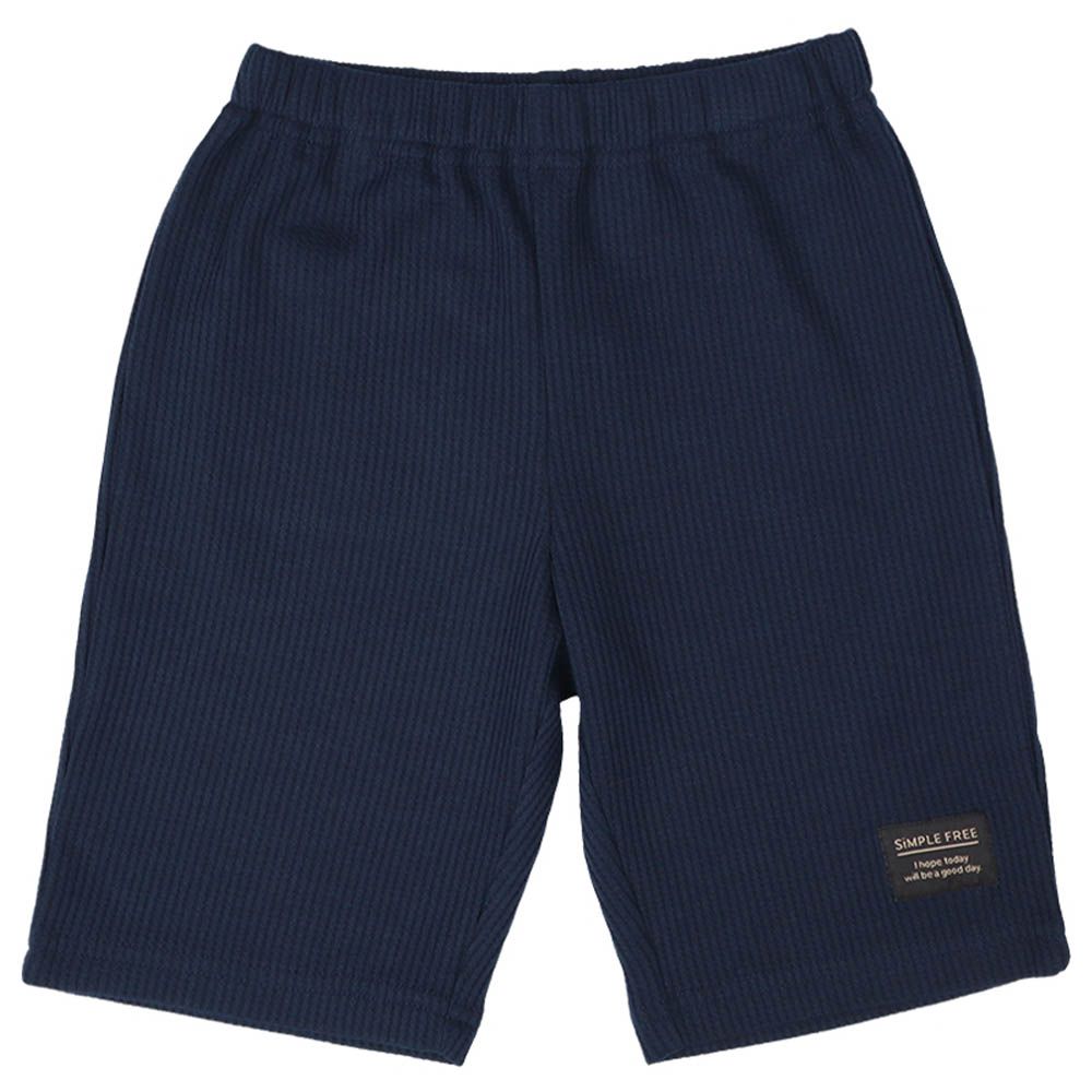 短褲-華夫格-深藍色