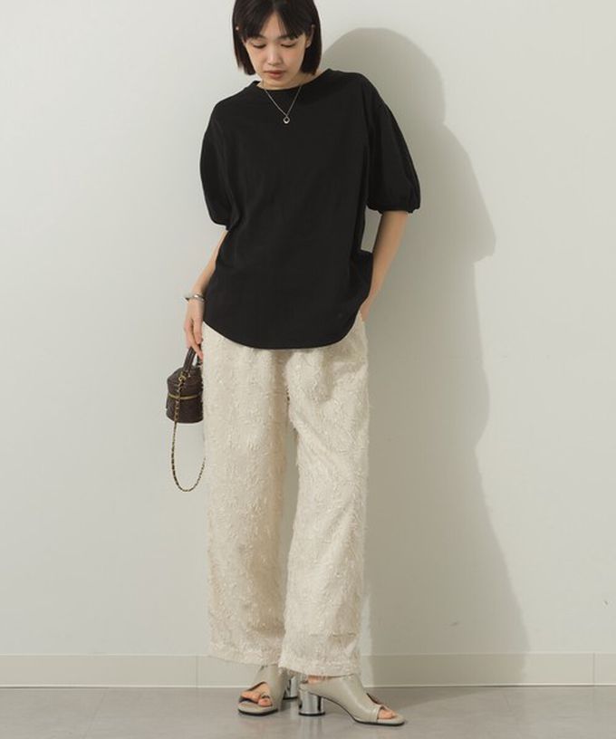 日本 Sans Souci 34+ - 絲滑混棉 可愛泡泡袖上衣-煙燻藍