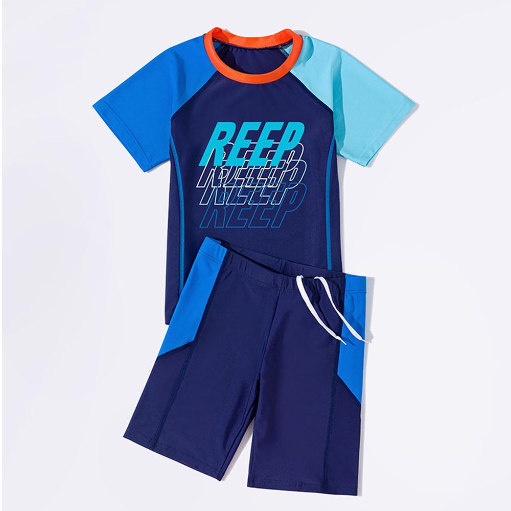 男寶短袖泳裝套裝-REEP-淺藍+深藍