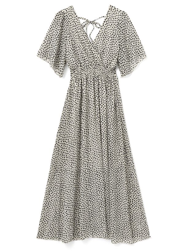 日本 GRL - 酷甜率性後綁帶雪紡洋裝-豹紋-黑 (M)