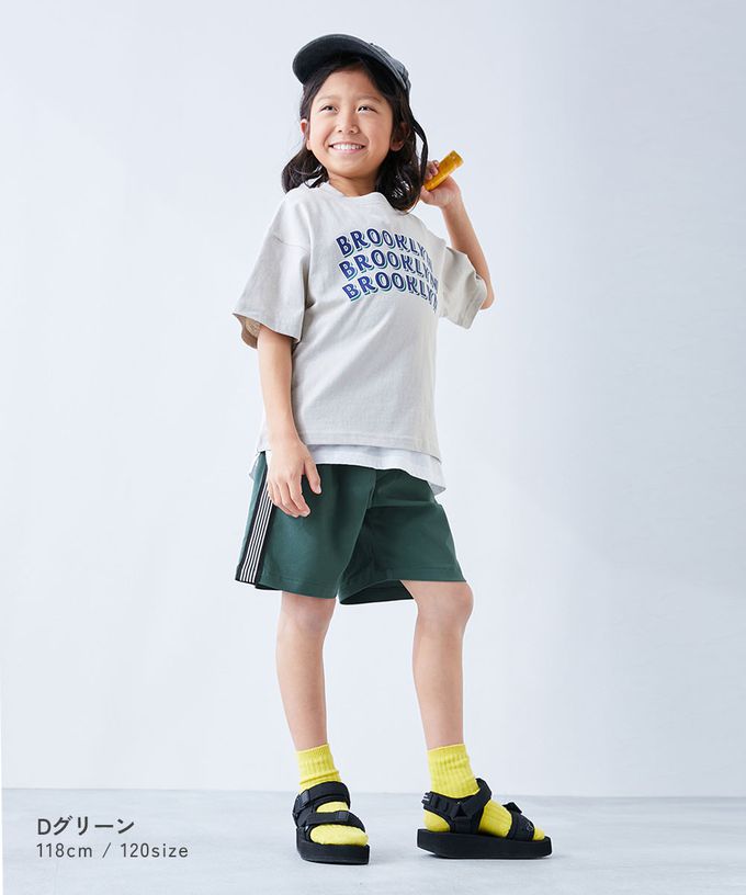 日本 devirock - 嫘縈舒適側邊條紋短褲-駝