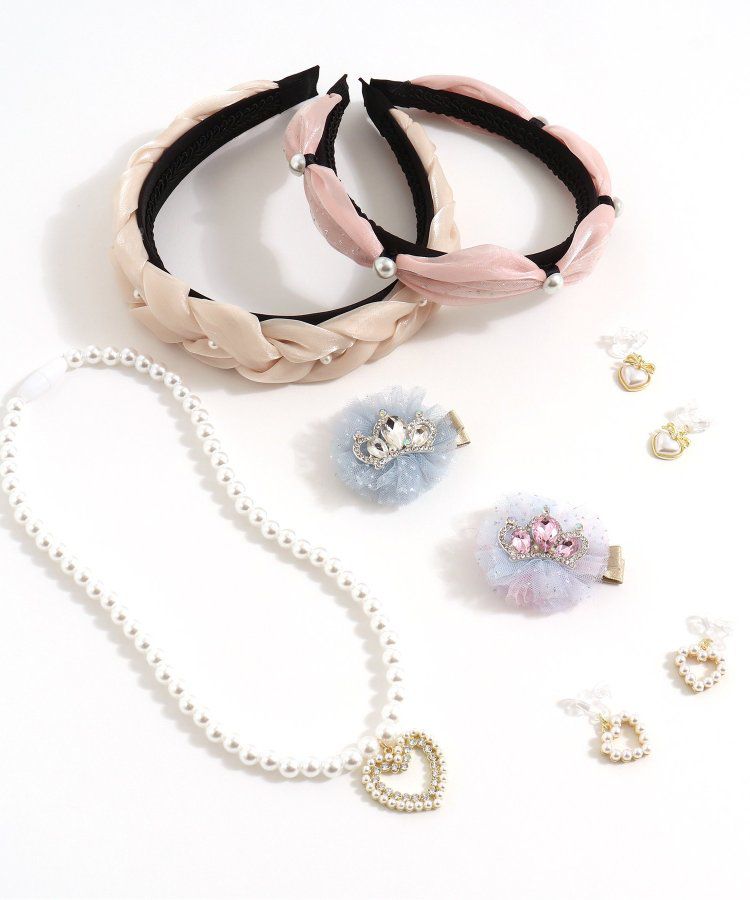 日本 apres les cours - 公主薄紗珍珠編織髮箍-象牙白