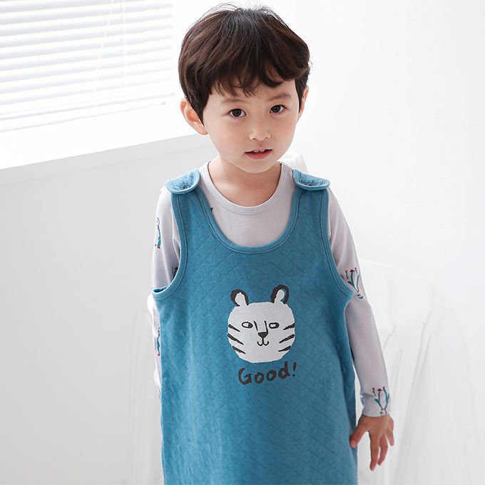 正韓 Cogibu - 極舒適無螢光劑 100% 有機棉幼兒/兒童鋪棉保暖防踢背心-小虎棒