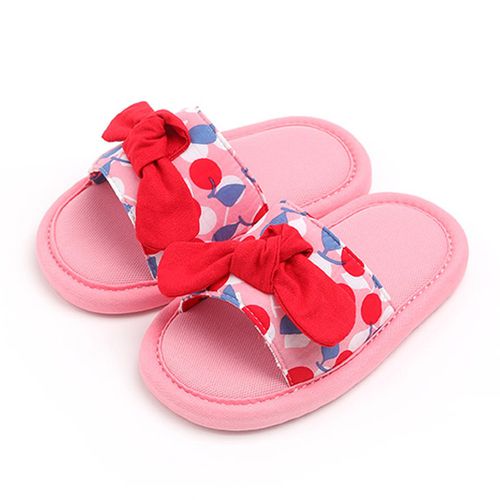韓國 OZKIZ - 消音防滑室內鞋-拖鞋款(蝴蝶結)-粉紅