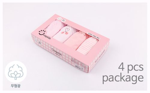 (4入組)女寶無螢光輕柔棉三角褲-條紋X櫻桃