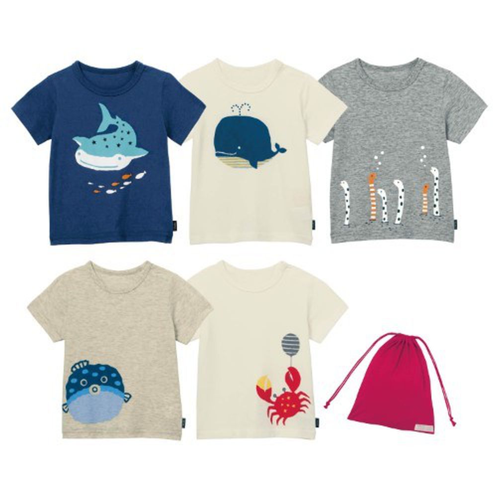 日本千趣會 - 超值內衣/T恤五件組 (短袖)-海洋生物