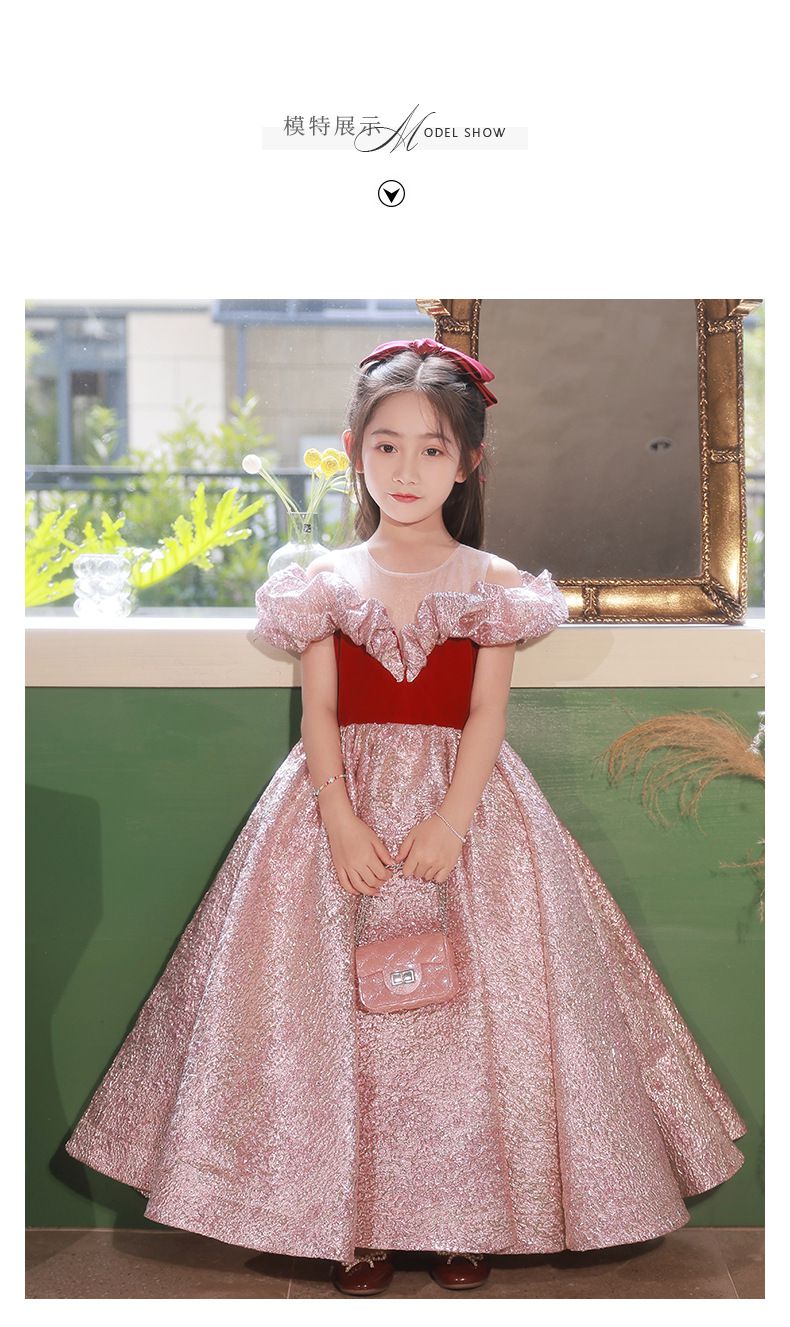 法式唯美浪漫泡泡袖禮服-亮粉色