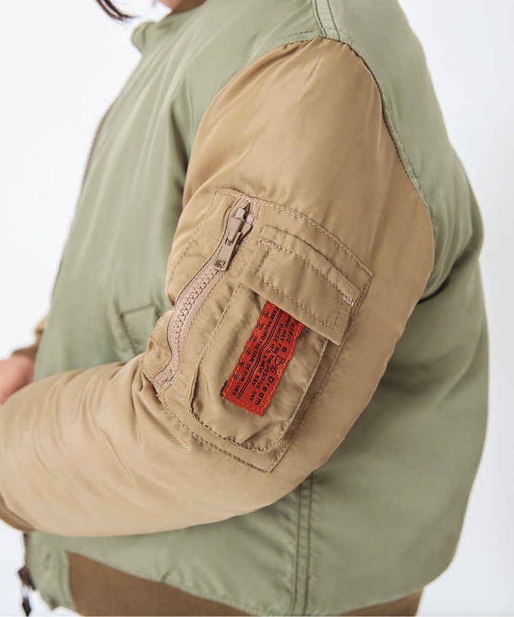 日本 BREEZE - 帥氣鋪棉MA-1飛行外套-軍綠x卡其