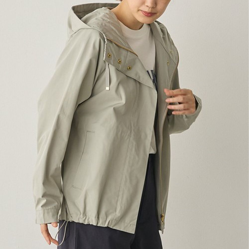 防潑水 機能美型修身派克風衣外套-淺灰綠
