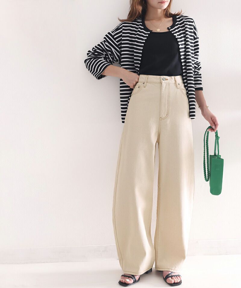 日本 Classical Elf - 100%棉 厚磅丹寧繭型長褲-米杏