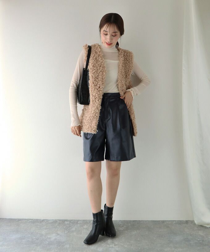 日本 BLUE EAST - 定番時尚簡約皮褲-可可棕