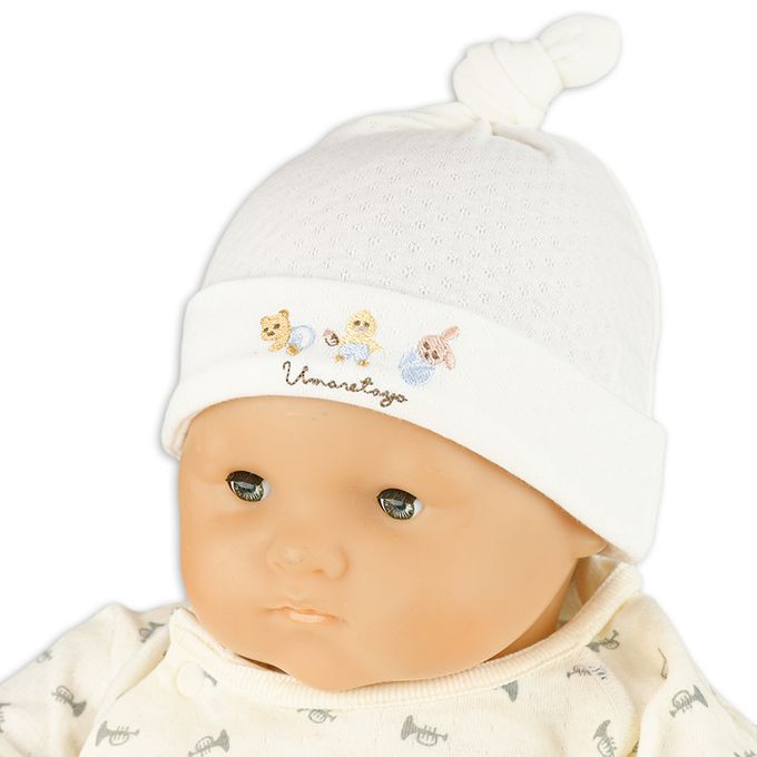 akachan honpo - 新生兒帽-動物-米白色 (頭圍32~36cm)