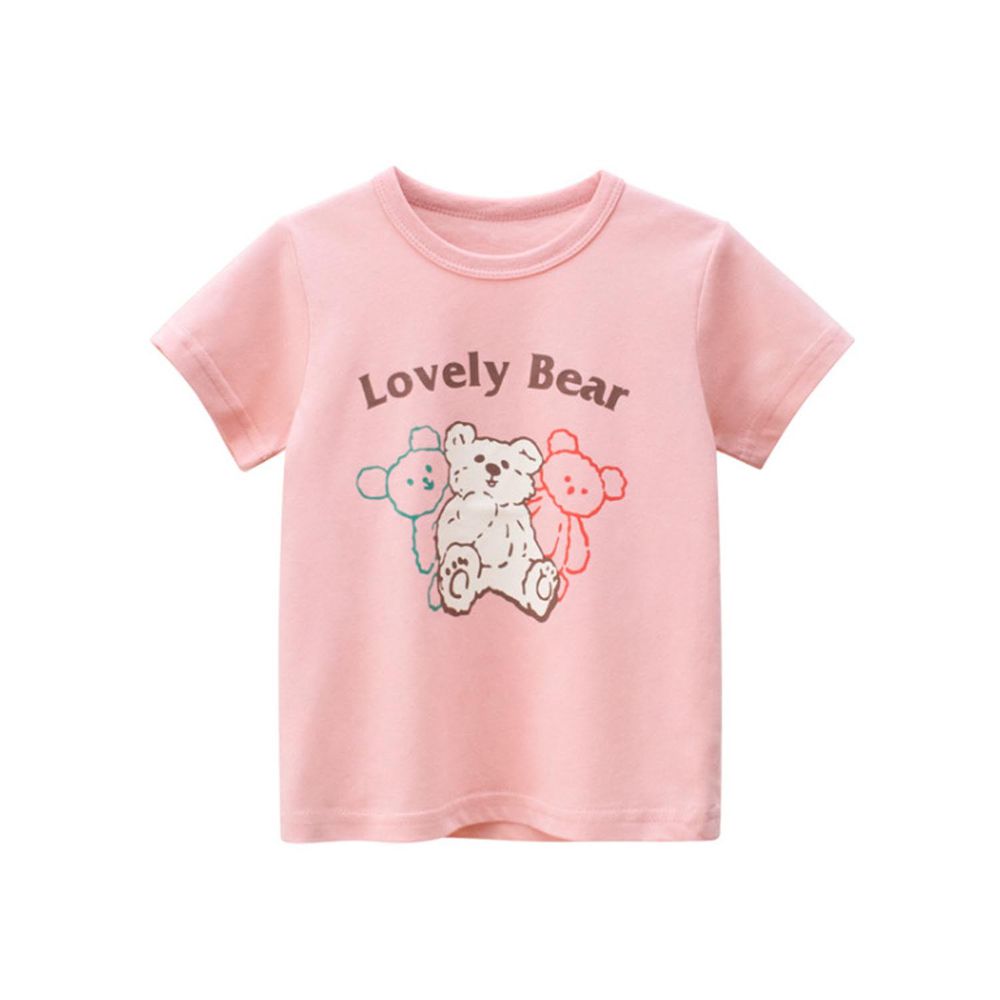 純棉短袖上衣-Lovely Bear-粉色