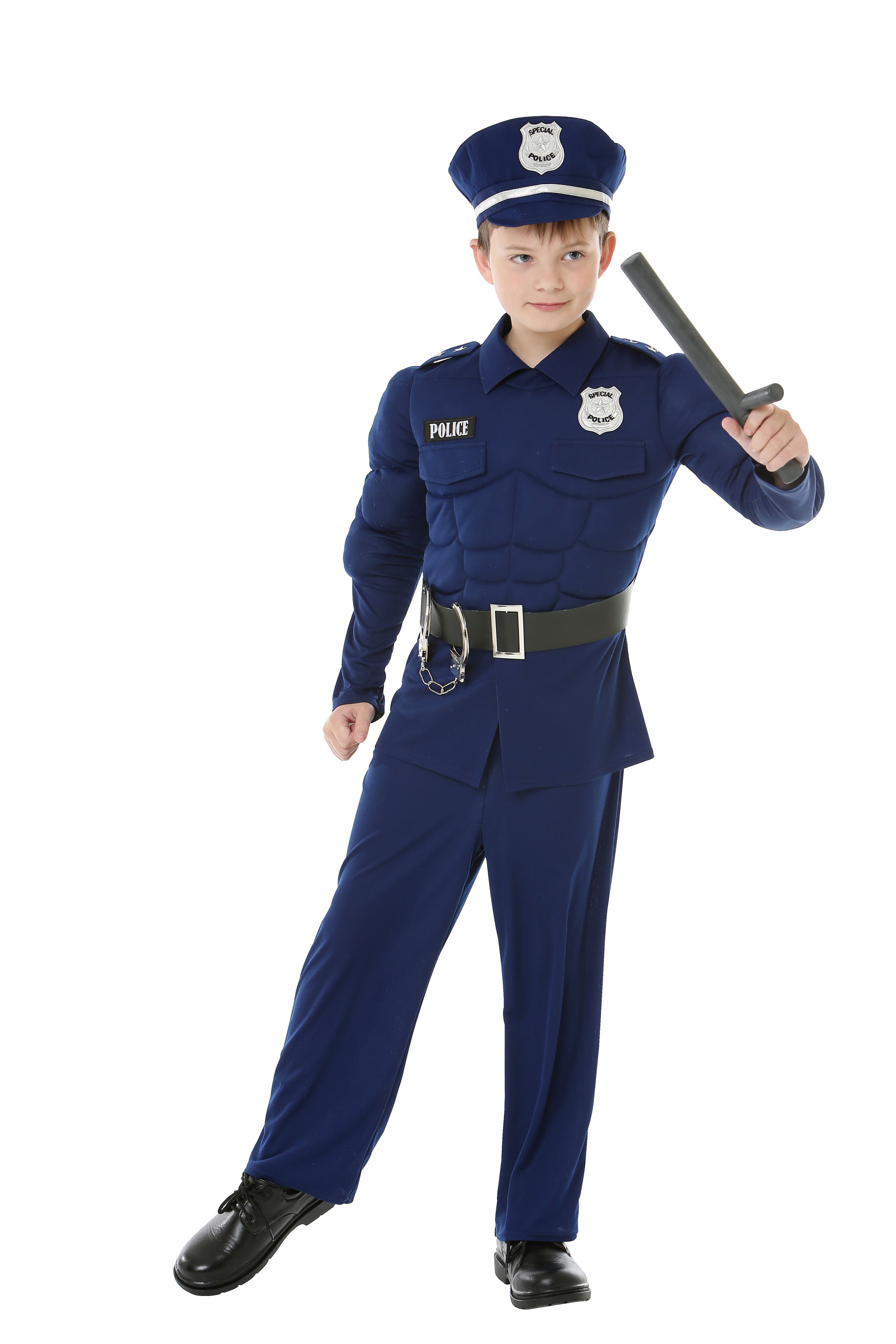 Love, Charlotte - 立體胸肌警察-藍警察褲裝-內含上衣+褲子+帽子+腰帶