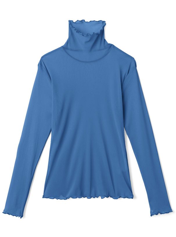 日本 GRL - 聯名款 透膚捲邊長袖內搭/上衣-開心果綠