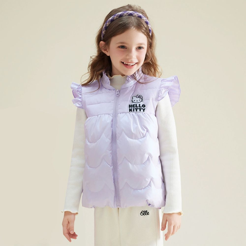 花邊小飛袖保暖鋪棉背心-卡通人物Hello Kitty-紫色