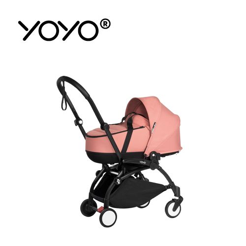 Stokke - YOYO² 法國 Bassinet 0+新生兒睡籃推車(含車架)-黑色車架+桃色睡籃