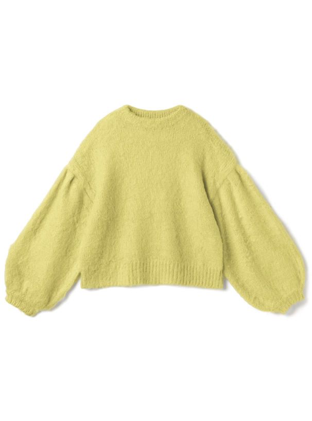 日本 GRL - 圓領短絨氣球袖毛衣-象牙杏 (F)