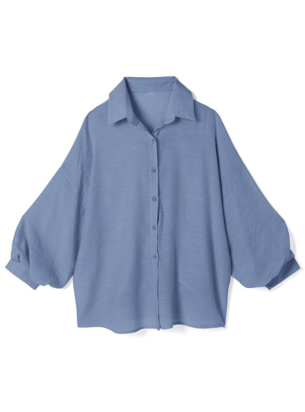 日本 GRL - 嫘縈舒適微透感泡泡長袖襯衫-淺杏 (F)