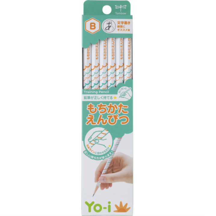 日本文具代購 - Tombow 日本製握筆角度輔助線六角鉛筆12支-B-藍綠