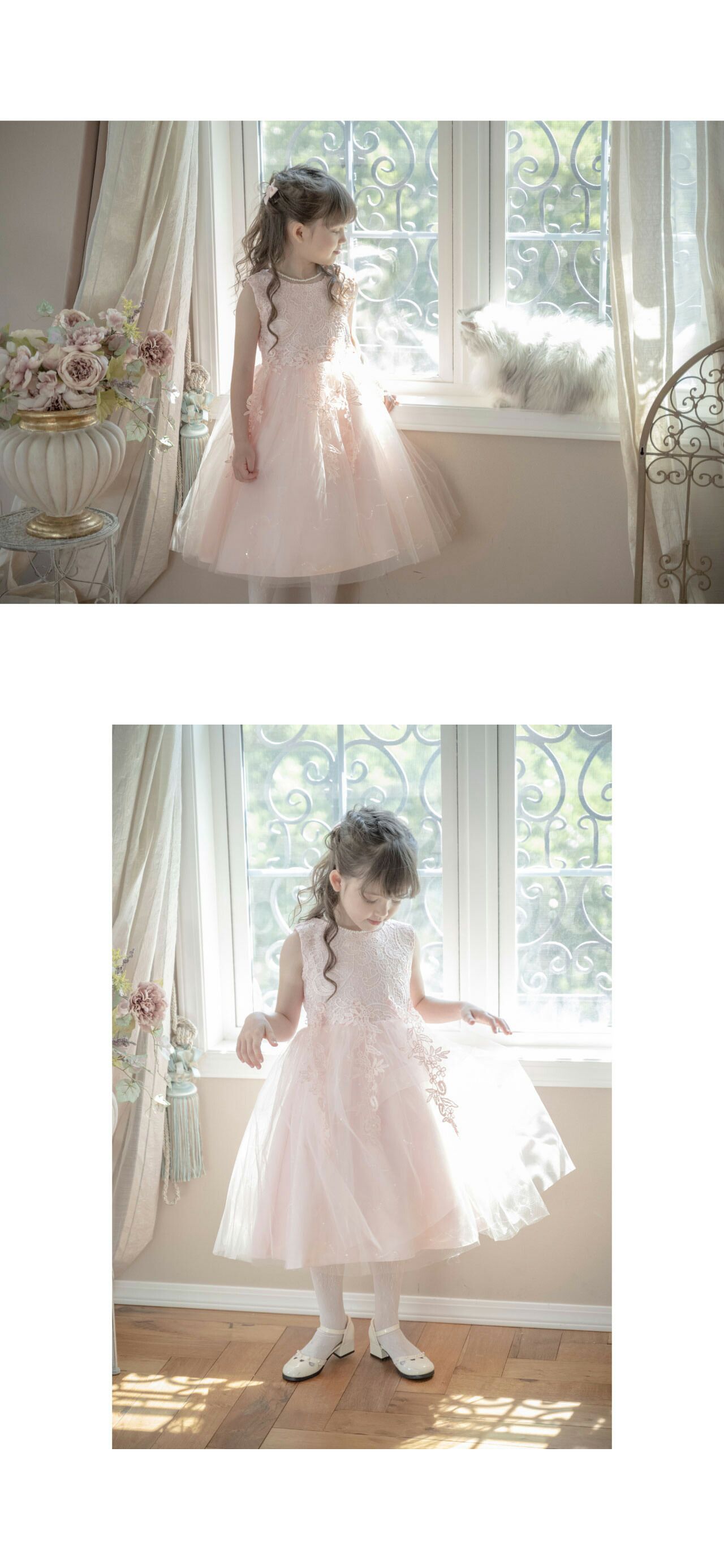 日本 Catherine Cottage - 飄逸蕾絲亮片點綴澎澎洋裝/小禮服-水藍