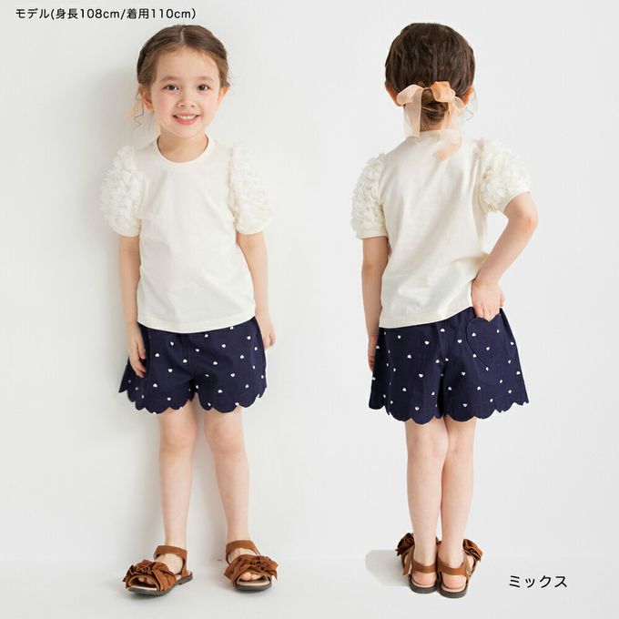 日本 BRANSHES - 心型口袋貝殼下擺可愛短褲-滿版愛心-深藍