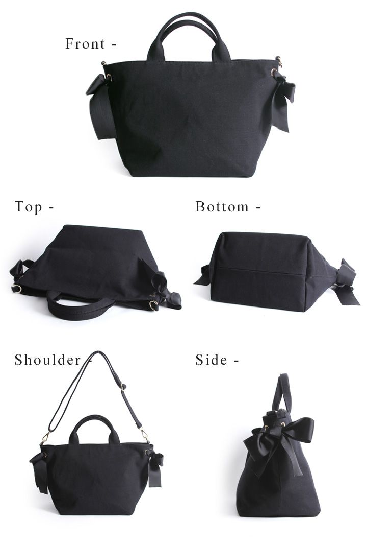 日本 LIZDAYS - 2WAY蝴蝶結帆布包/托特包-水藍 (24x24.5x19cm)