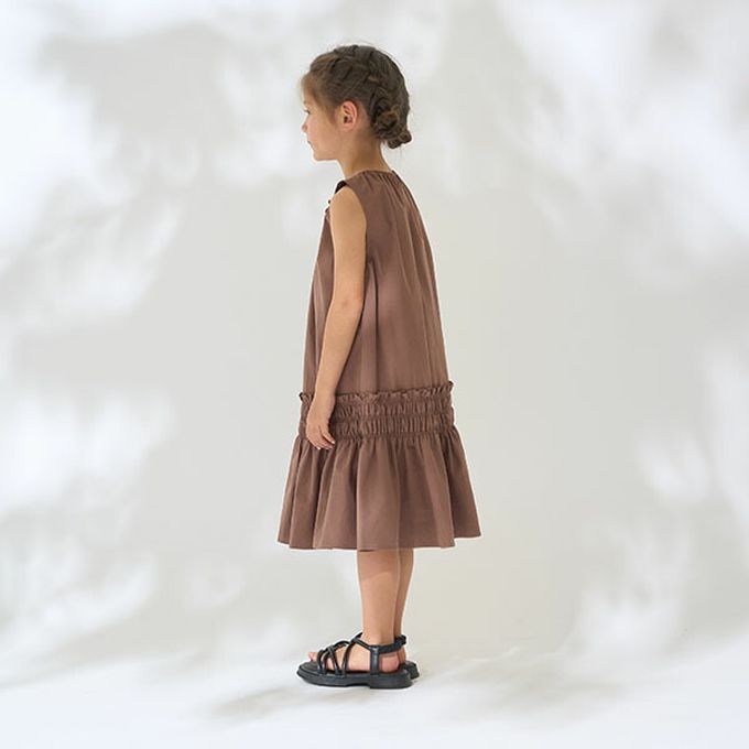 日本 Lycee mine - 甜美蝴蝶結分層無袖洋裝-咖啡