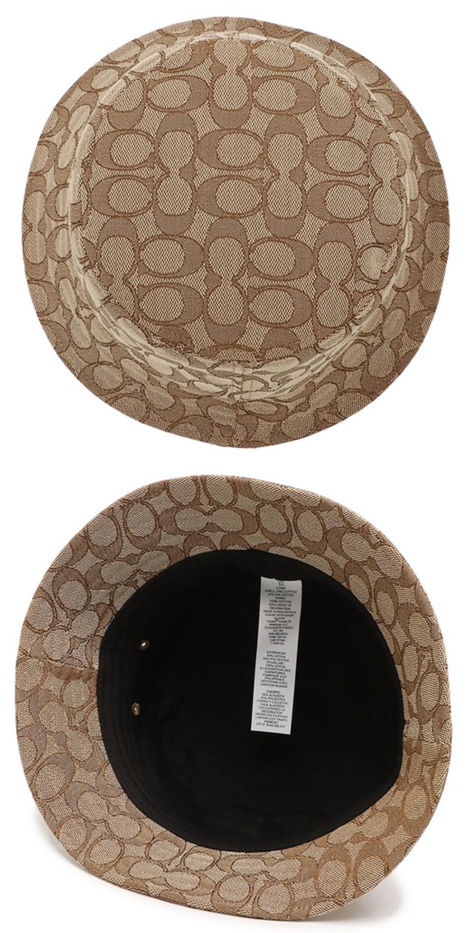 COACH - 滿版LOGO織紋漁夫帽 (卡其)