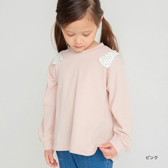 日本 BRANSHES - 可愛肩帶造型舒適長袖上衣-黑蝴蝶結-黑白條紋