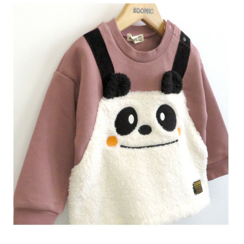 日本 ZOOLAND - 童趣印花圓領長袖上衣-吊帶小熊-薄荷綠