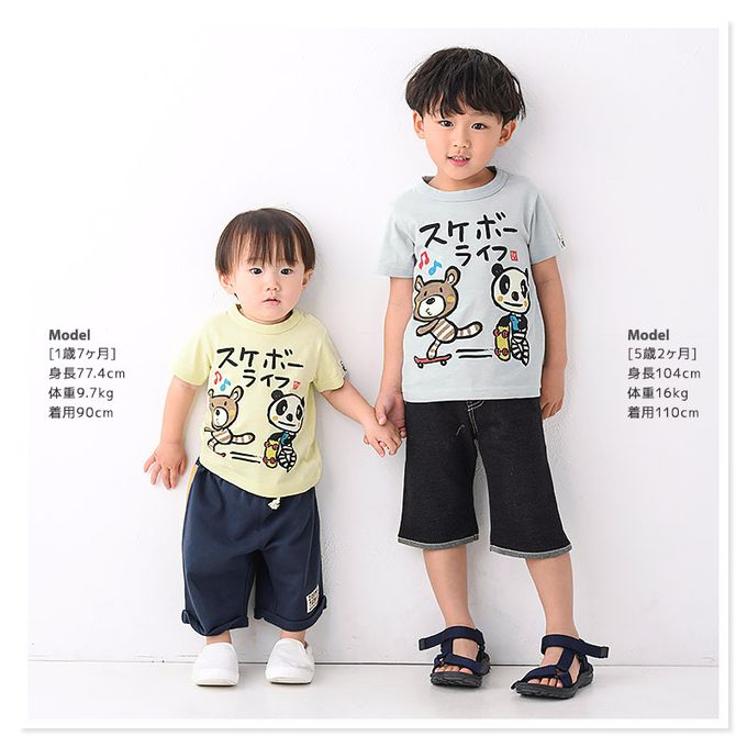 日本 ZOOLAND - 和風印花純棉短袖上衣-忍者變身-藍紫