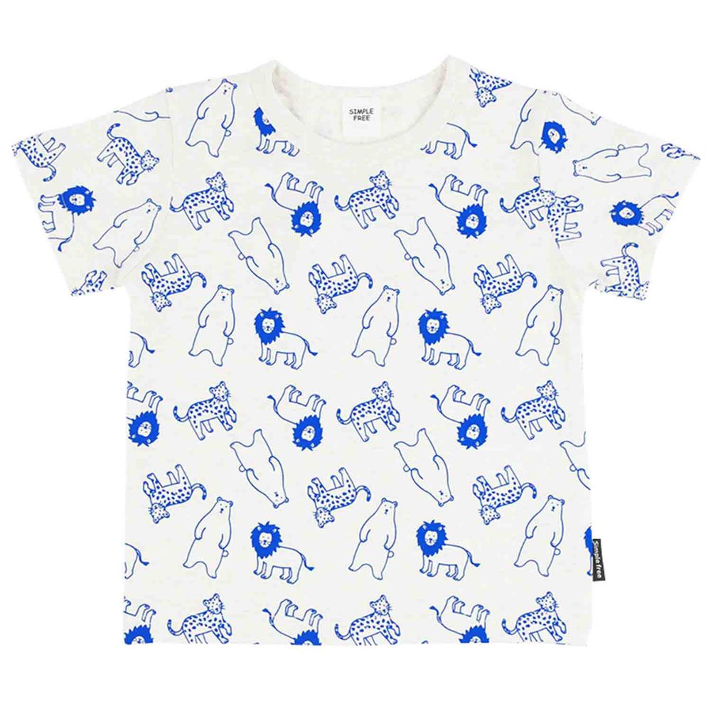 akachan honpo - 短袖T恤-動物-藍色