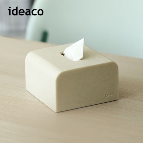 日本IDEACO - 方形圓角磚磨砂餐巾紙盒-沙白(砂岩款)