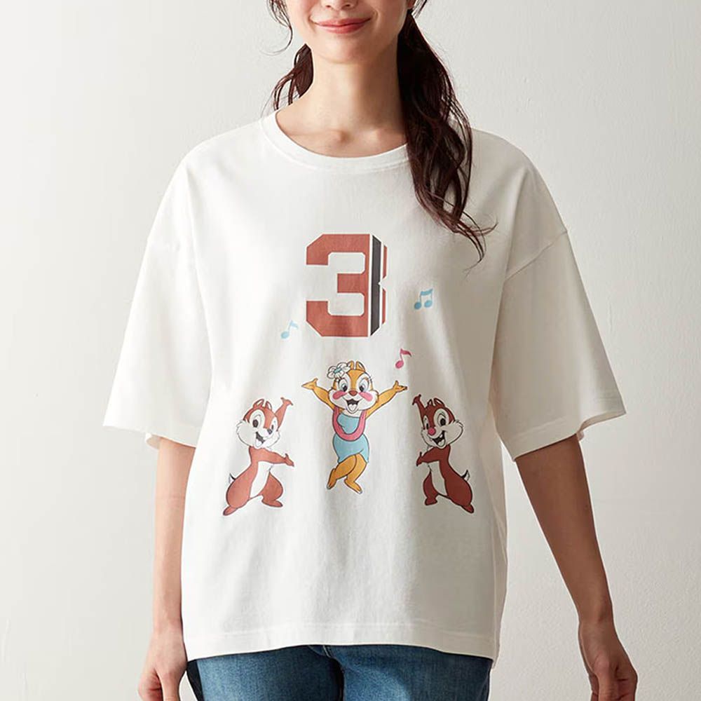 純棉迪士尼印花短袖上衣(大人)-數字3