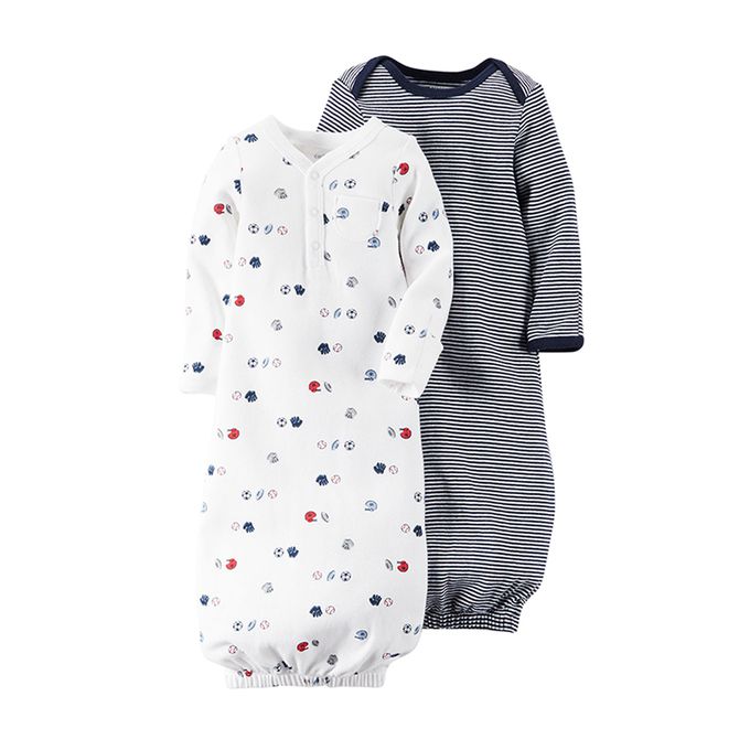 美國 Carter's - 嬰幼兒薄防踢睡袍-條紋羽球類