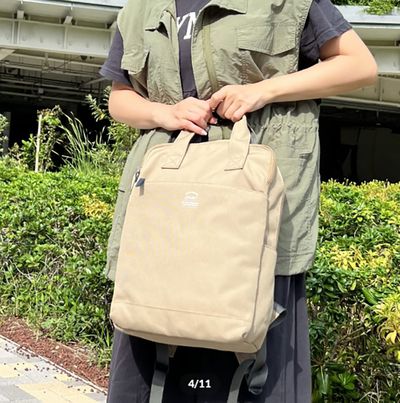 日本BEEM - JOUET 防潑水手提2way後背包-卡其色