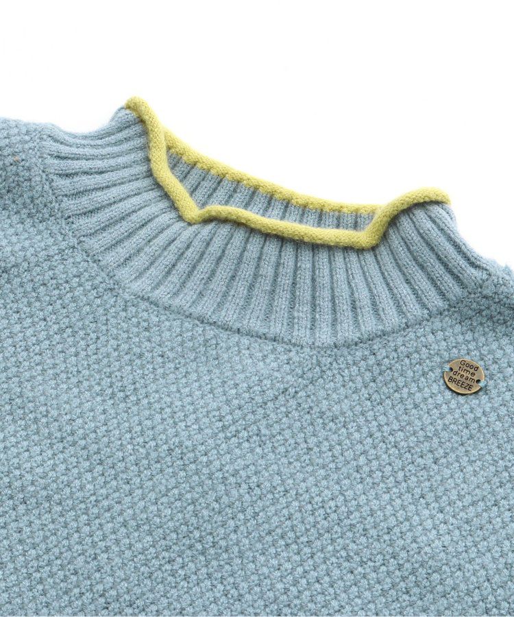 日本 BREEZE - 撞色滾邊落肩針織毛衣-粉x杏