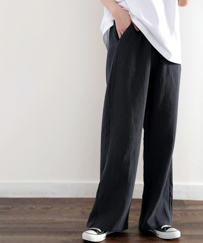 日本 Classical Elf - 純棉夏日柳葉舒適寬褲-黑