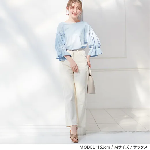 日本 BELLUNA - 接觸冷感 船型領糖果七分袖上衣-深藍