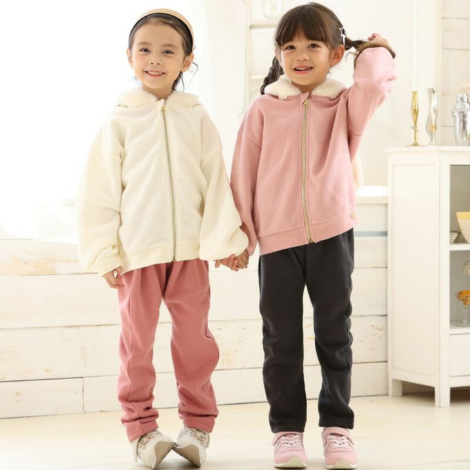 日本 ZOOLAND - 俏皮兔子絨毛耳朵內刷毛休閒外套-白