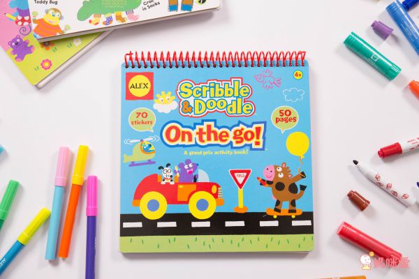 美國 ALEX - 【獨家男孩畫好畫滿繪畫組】-我的旅行塗鴉本我的朋友+我的旅行塗鴉本交通+學前練寫本abc&123+神奇變色筆+水果香味彩色筆(8色)