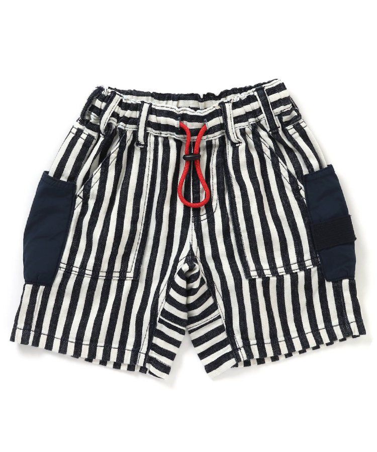 日本 BREEZE - 大口袋工裝風帥氣短褲-黑白條紋