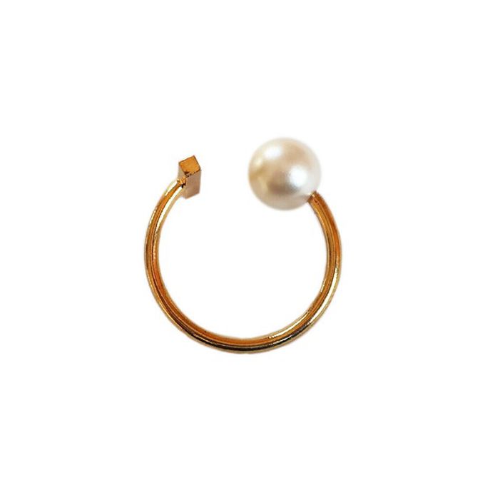 日本 Melody Accessory - [樂天No.1]高雅質感珍珠擁抱戒指-長條