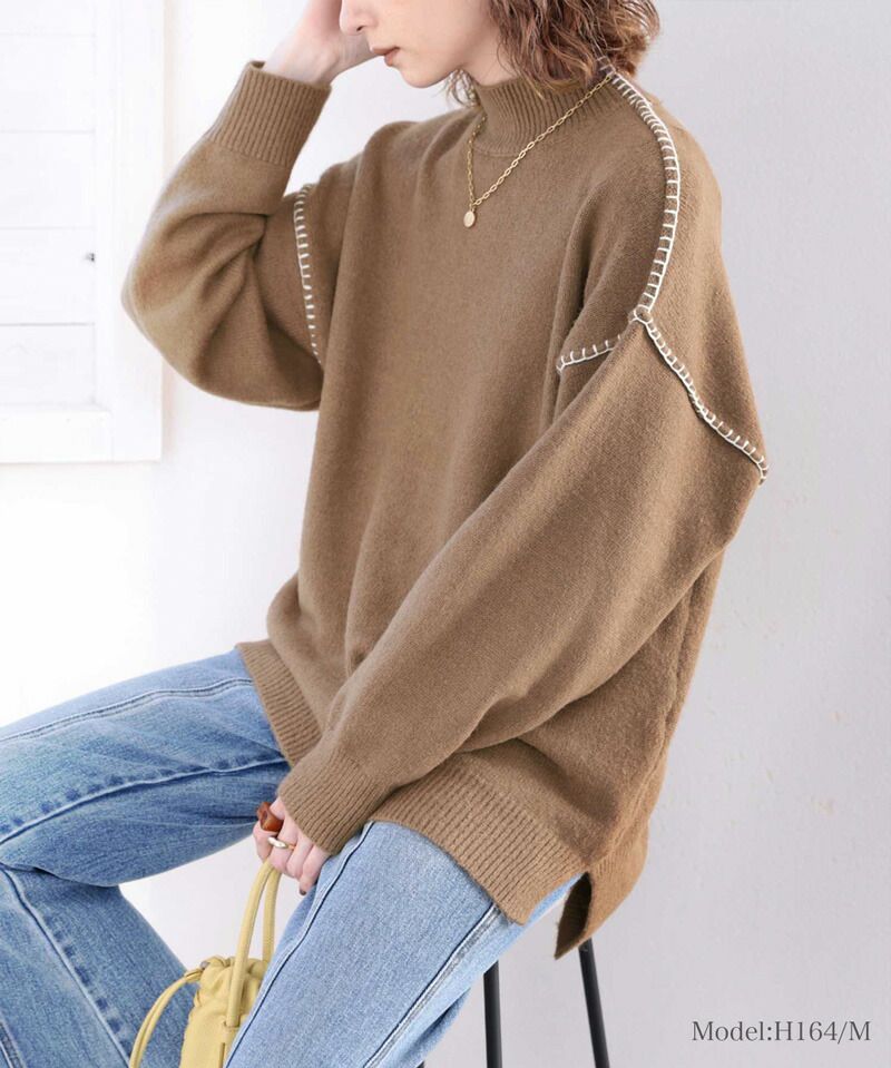 日本 Classical Elf - 復古粗縫線針織毛衣-肉桂橘