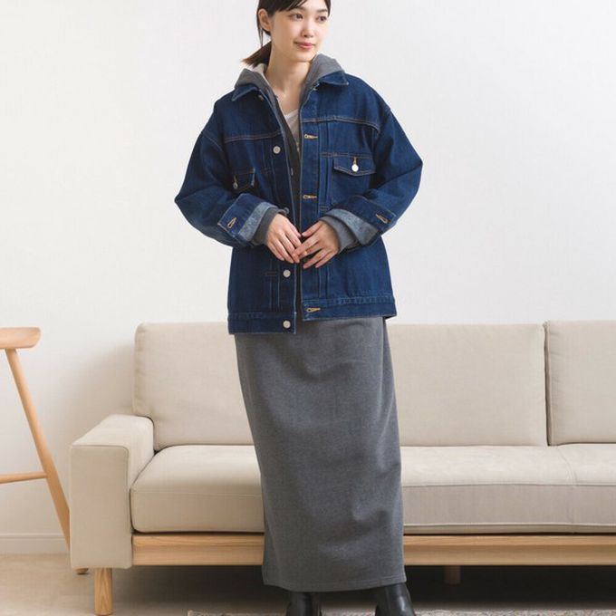 日本 OMNES - 休閒刺繡logo裏毛連帽長袖洋裝-淺灰