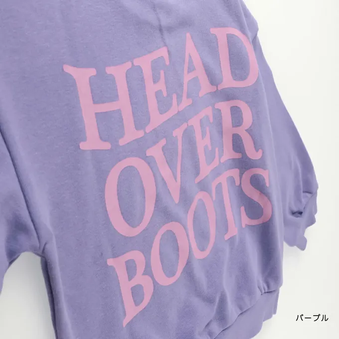 日本 BRANSHES - 百搭印花縮口長袖上衣-HEAD OVER BOOTS-紫