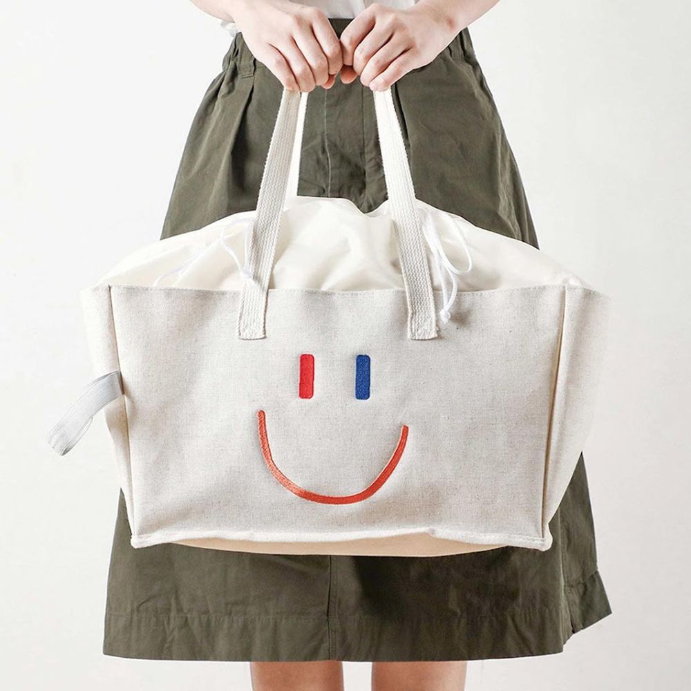 日本霜山 - 便攜式微笑印花幼兒園棉被收納袋/購物袋