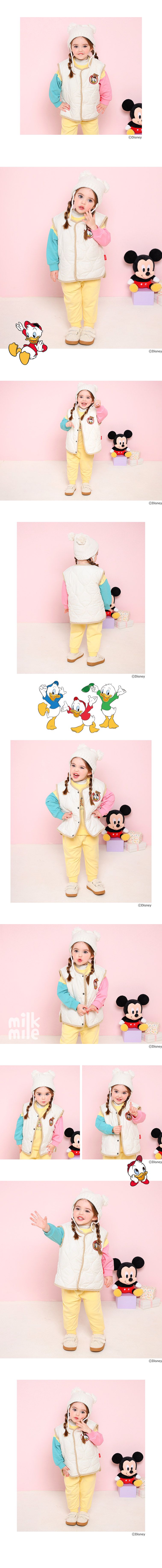 韓國 milk mile - (聯名款)徽章點綴保暖毛絨背心-象牙白